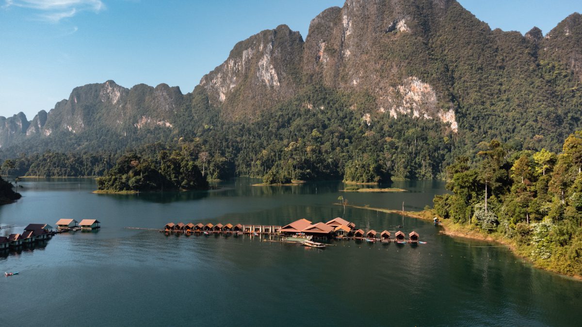 floating bungalows in Khao Sok National Park in Thailand