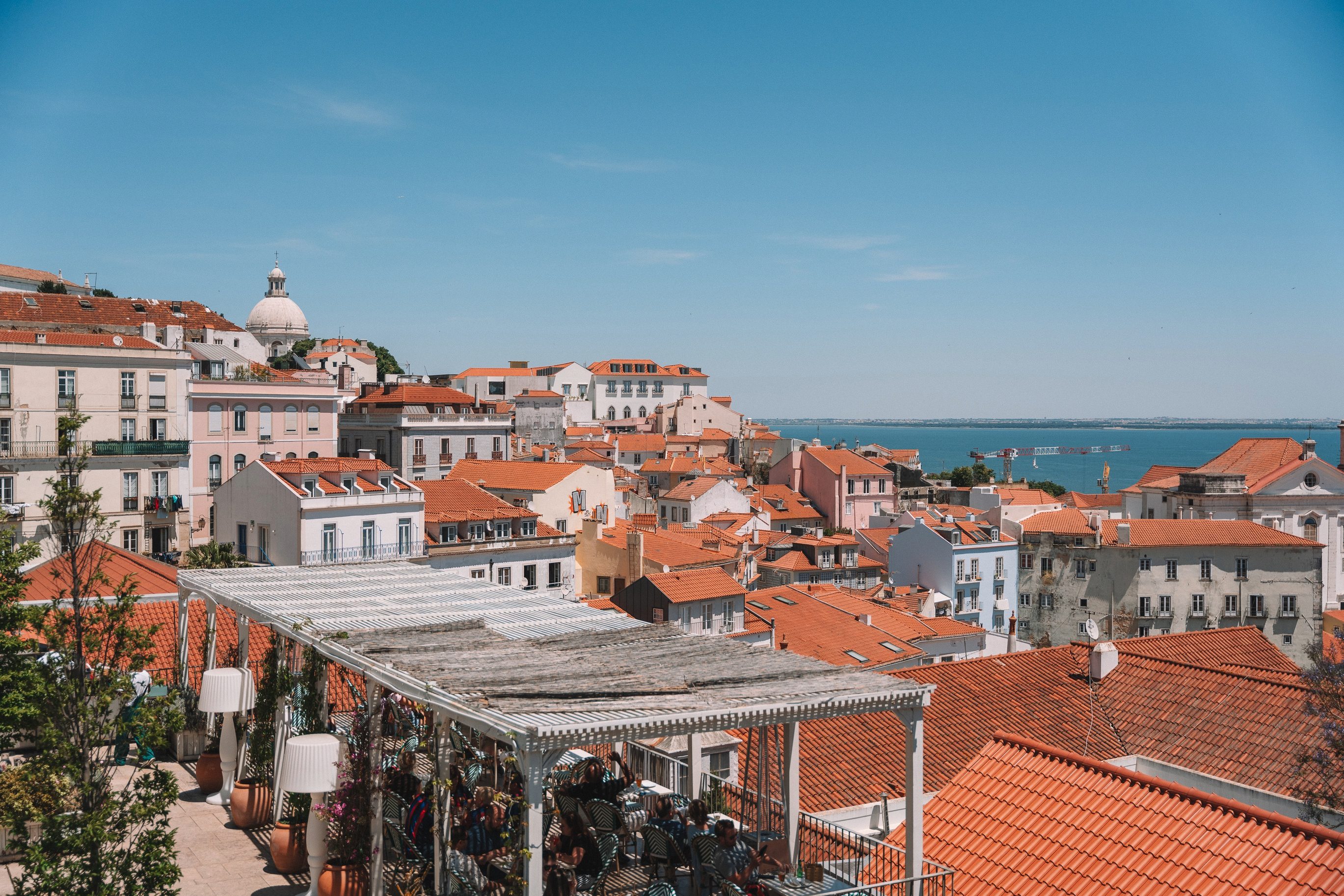 Alfama neighborhood skyline in Lisbon Portugal