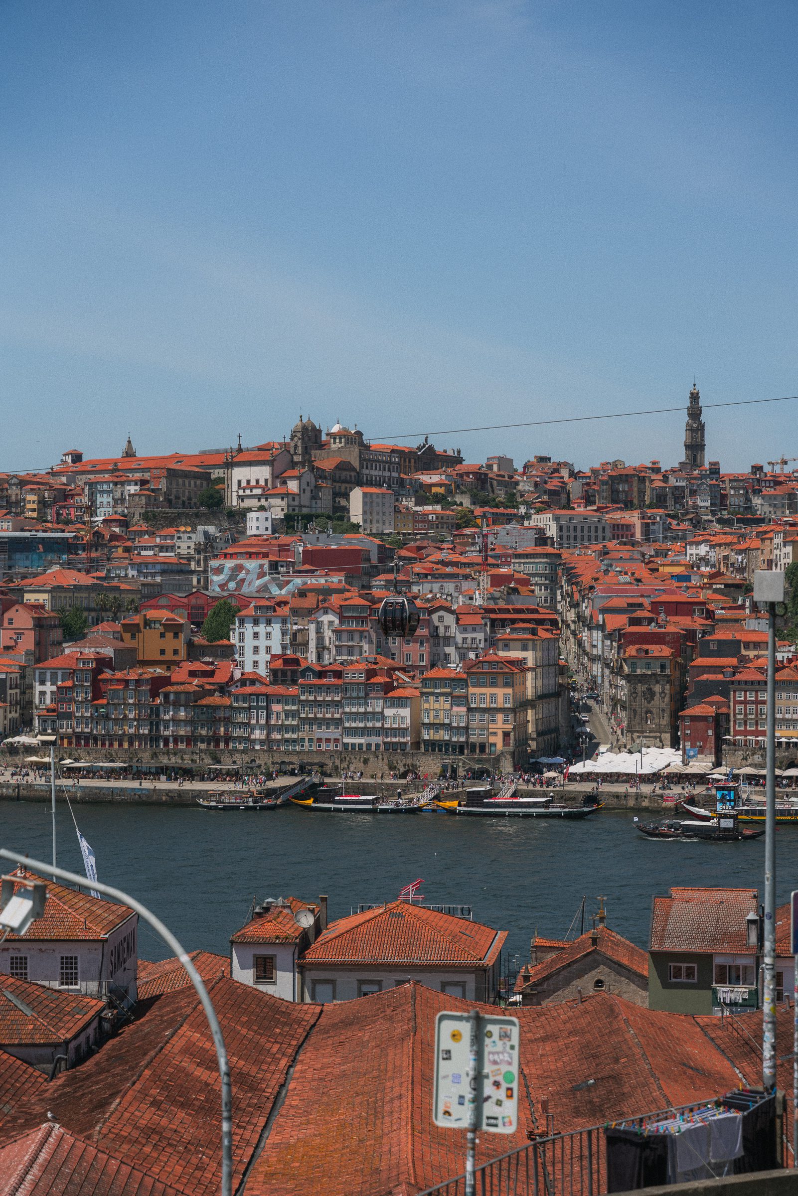 Gaia cable car in Porto Portugal with Porto skyline and Douro river 2 day Porto itinerary