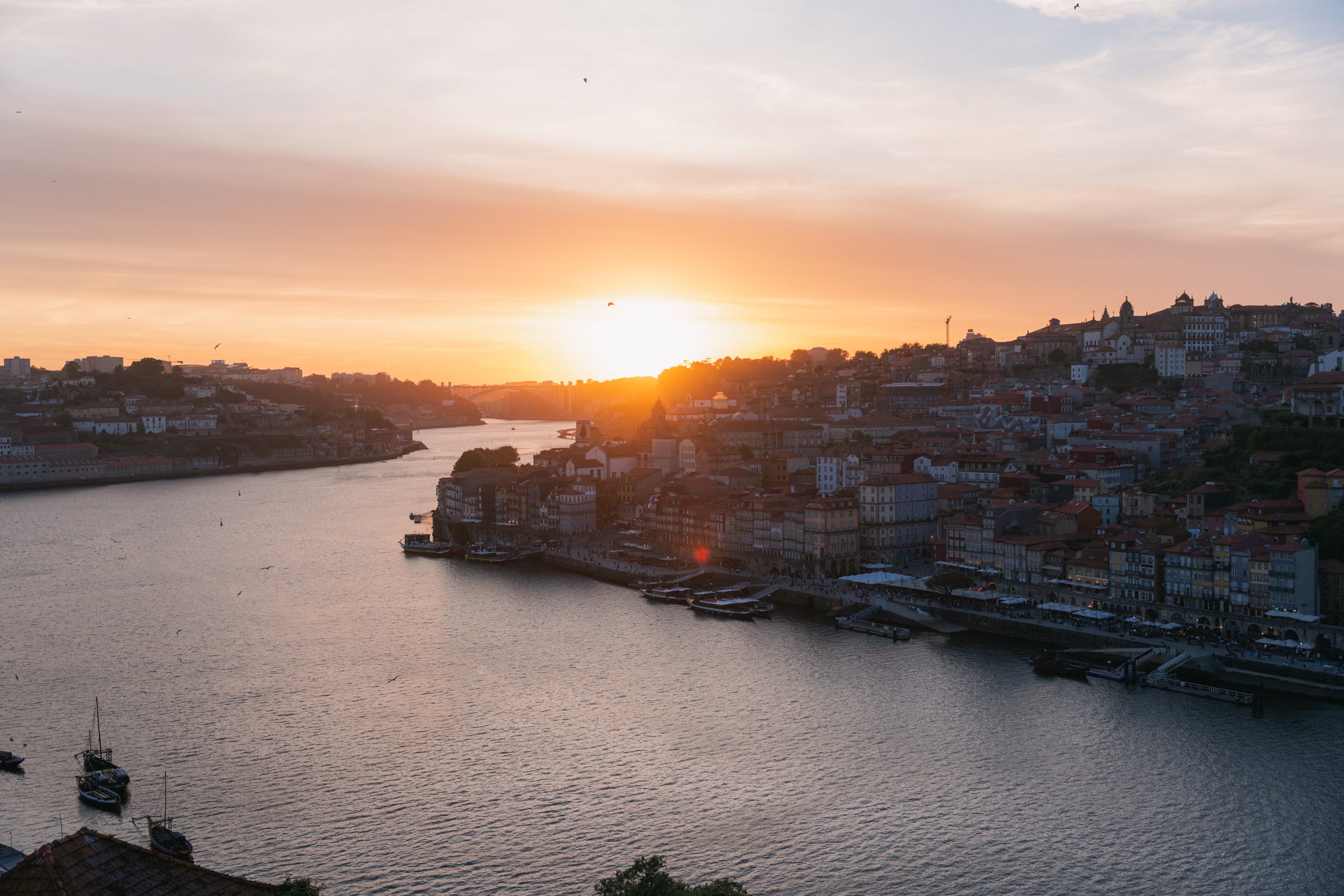 sunset view of Porto from Jardim do Morro