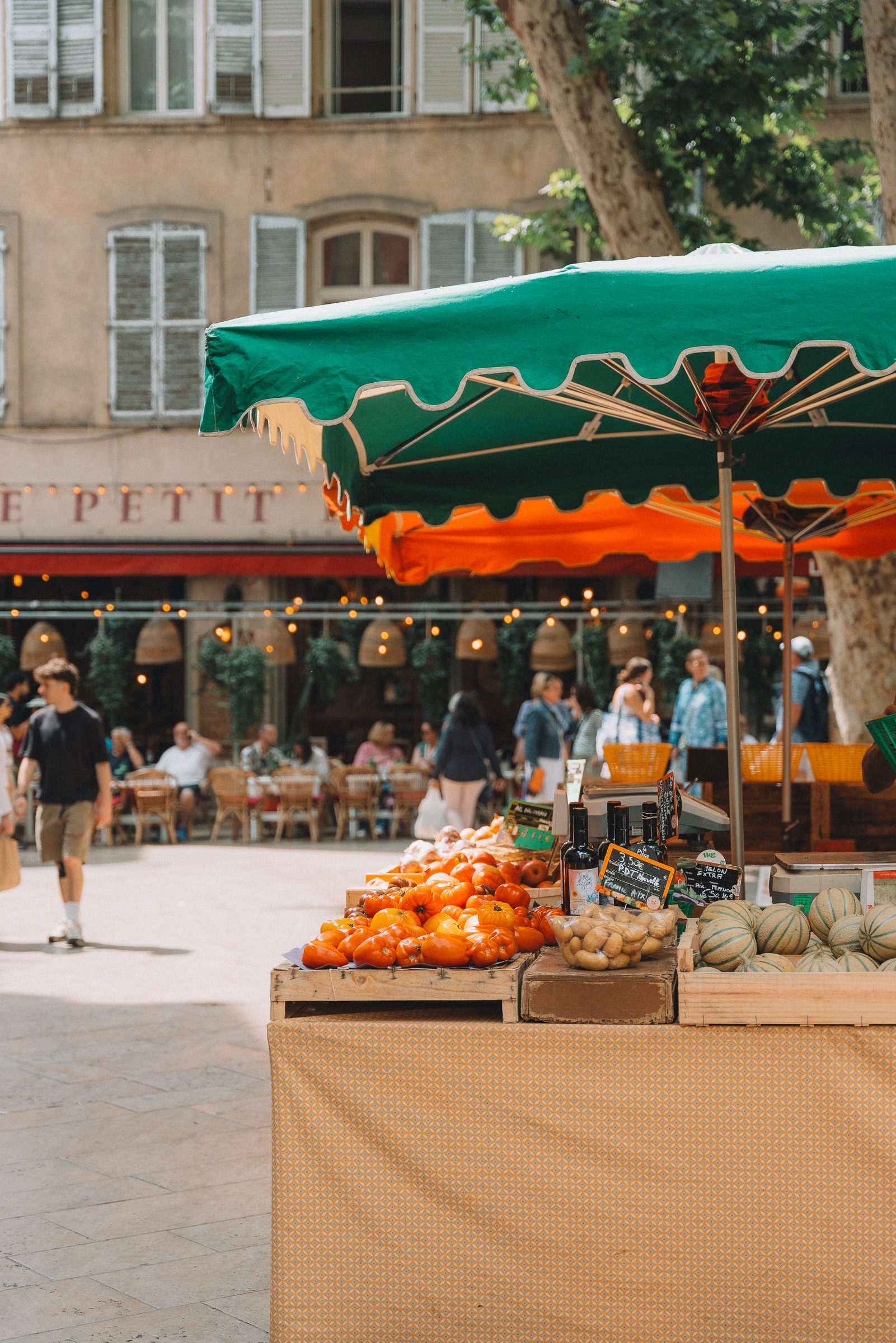 fresh fruit and vegetables on display at a market in Aix-en-Provence, France 10 day South of France itinerary